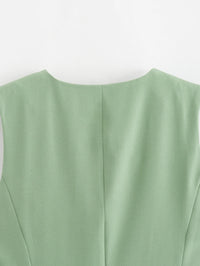 White Sleeveless Button Tailored Vest