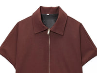 Short Sleeve Zipper Cropped Jacket