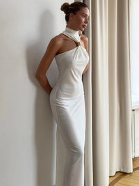 Metal Buckle Turtleneck  Maxi Dress