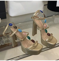 Platform Wedge Colorful Gem Ultra High Heels