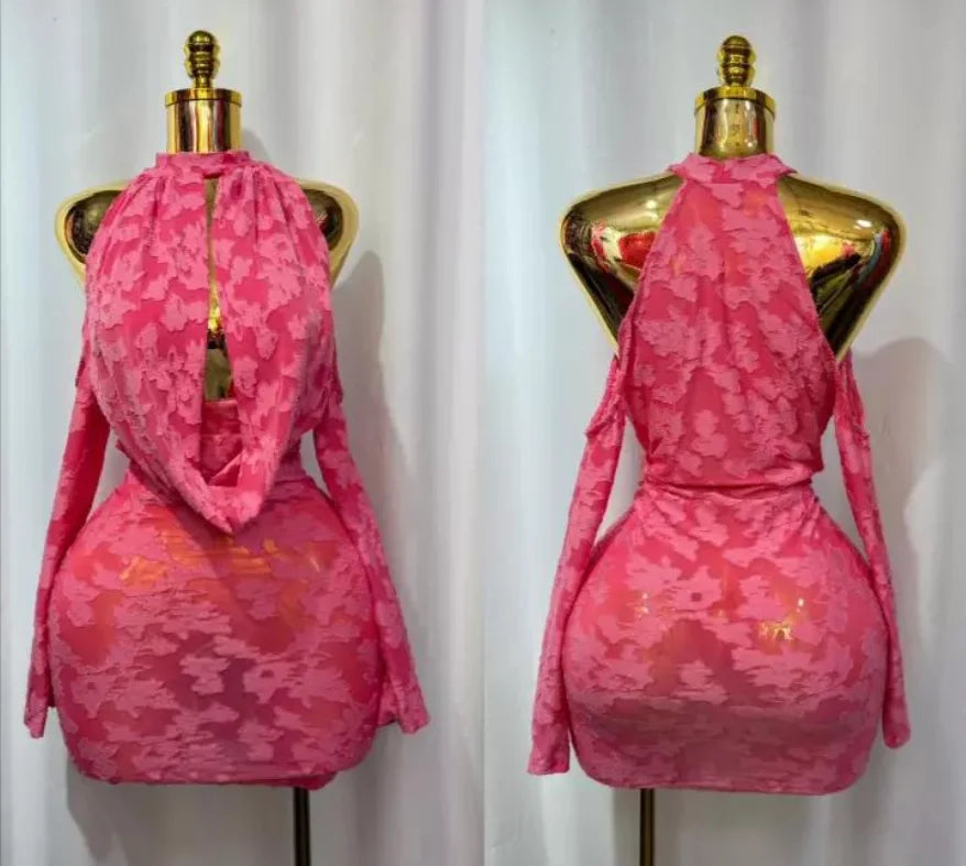 Floral Bodycon Backless Mini Dress