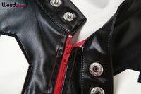 Faux Leather Varsity Jacket
