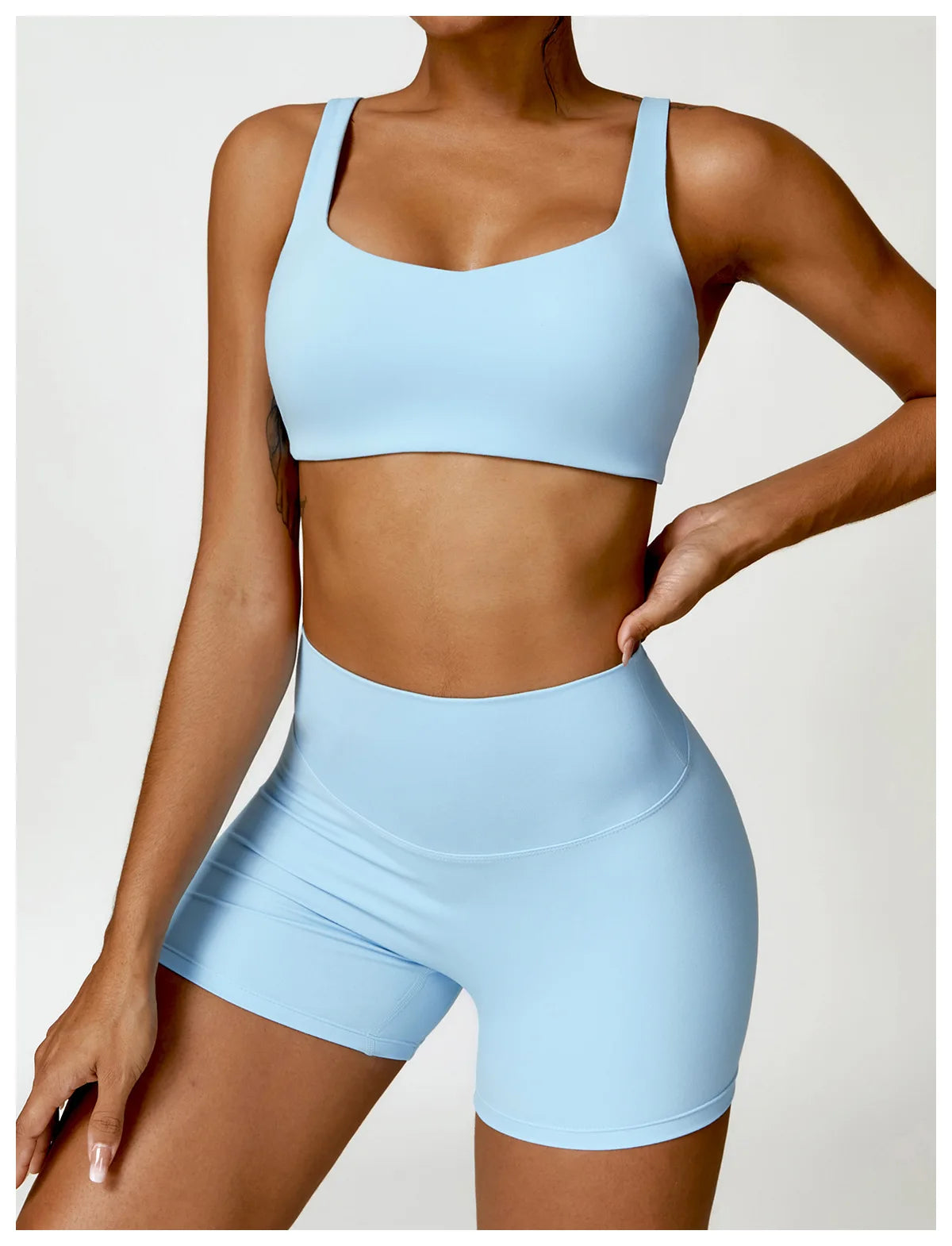 Square Neck Long Sleeve Seamless Activewear Set