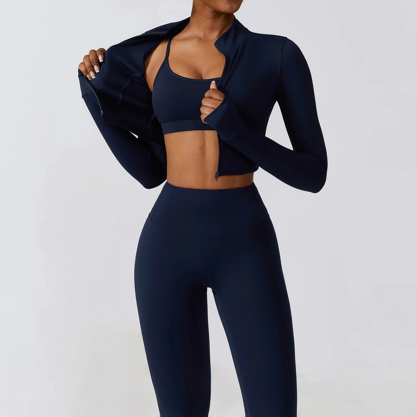 Crop Top Long Sleeve Leggings Set