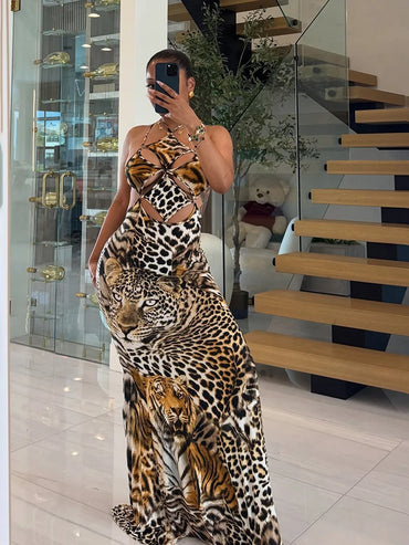 Jungle Fever Hollow Out Maxi Dress