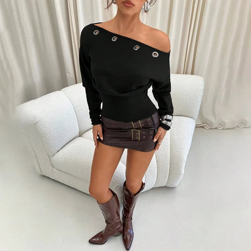 Off-The-Edge Knit Top