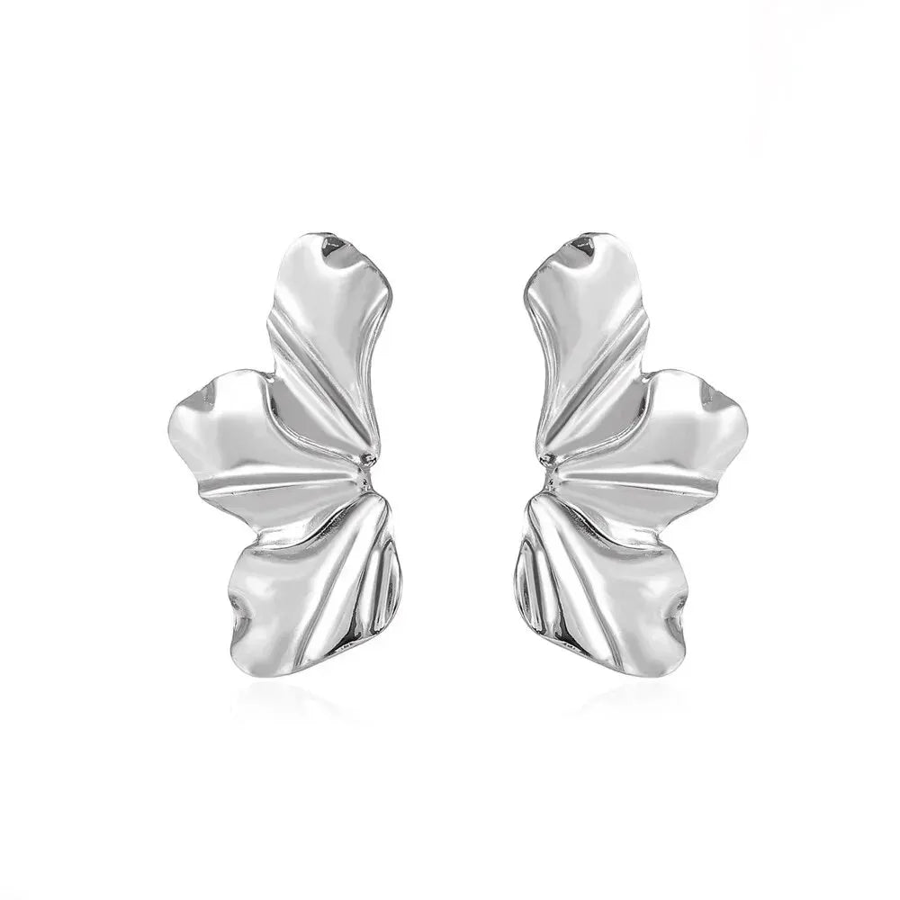Big Metal Flower Shape Stud Earring