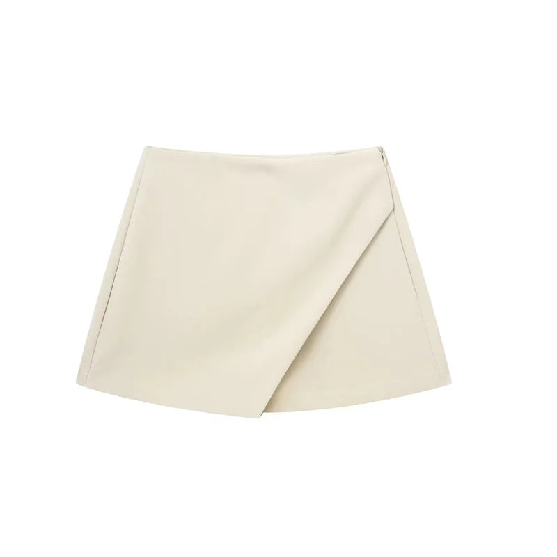 Asymmetric High Waist Mini Skort