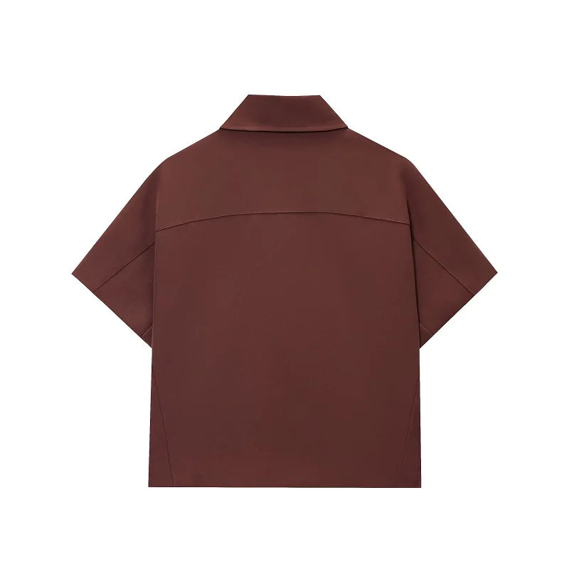 Short Sleeve Zipper Cropped Jacket