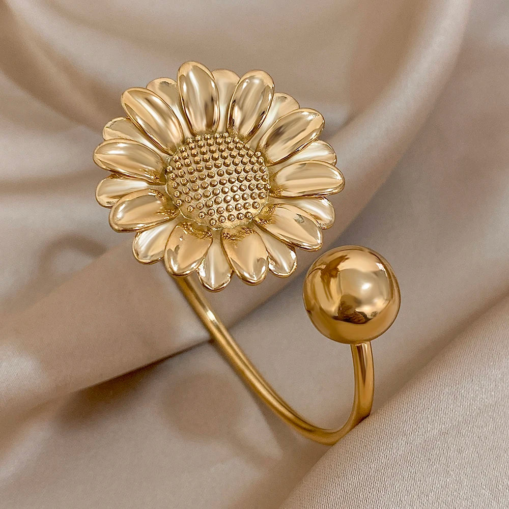 Double Flower Cuff Bracelet