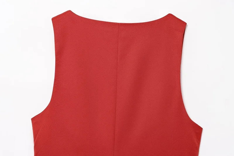 Sleeveless Button up Waistcoat Tank Top