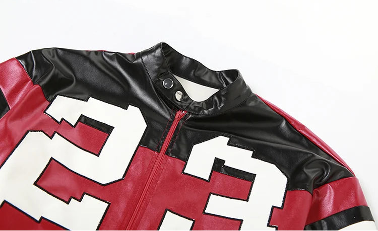 Faux Leather Varsity Jacket