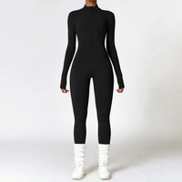 Long Sleeved One-piece Zipper Jumpsuit