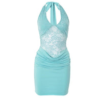 Halter Lace Sexy Patchwork Mini Dress