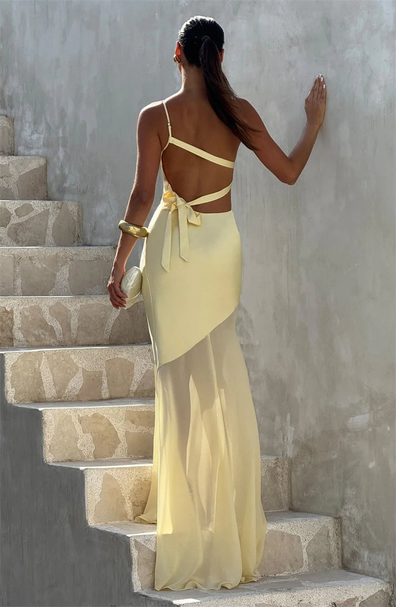 One Shoulder Backless Sexy Maxi Dress