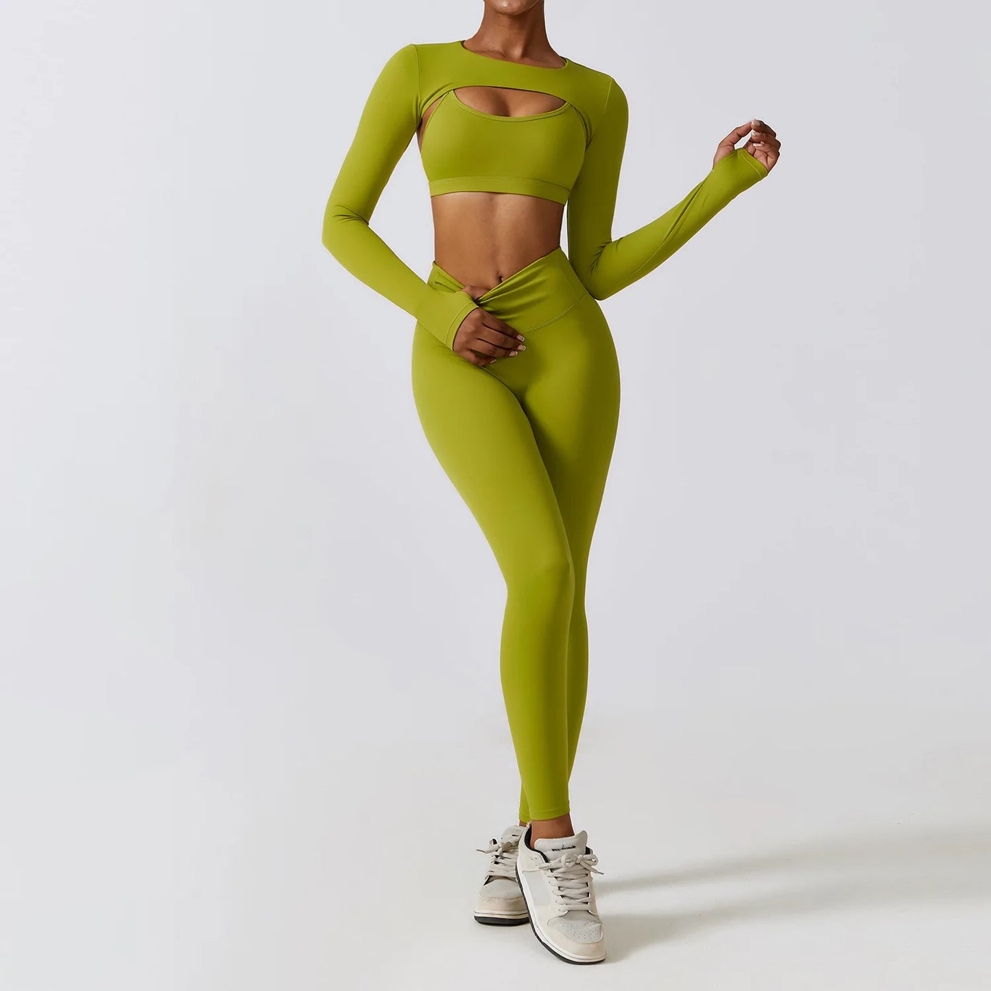 Crop Top Long Sleeve Leggings Set