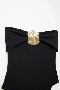 Off Shoulder Sleeveless Tight Bodysuit