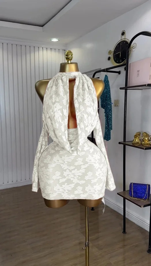 Floral Bodycon Backless Mini Dress