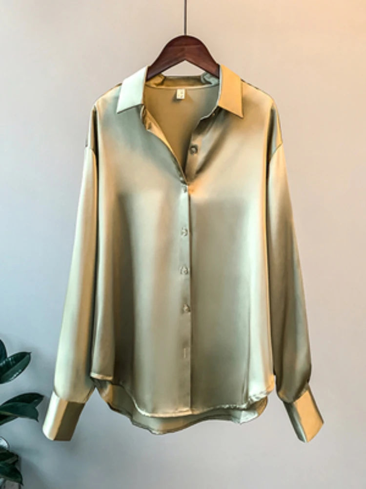 Overshirt Satin Korean Style Shirt
