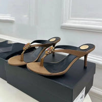 Rhinestone Flower Decor Heeled Slippers