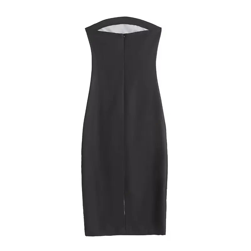 Strapless Backless Printed Long Dress