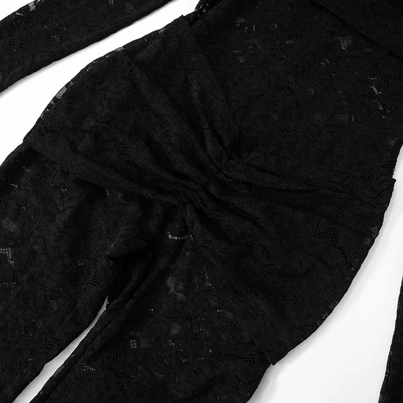 Lace See Through Long Sleeve Sexy Jumpsuit