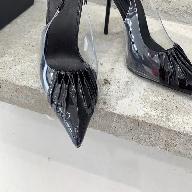 Star Style Pleat Design Elegant Stiletto Heels