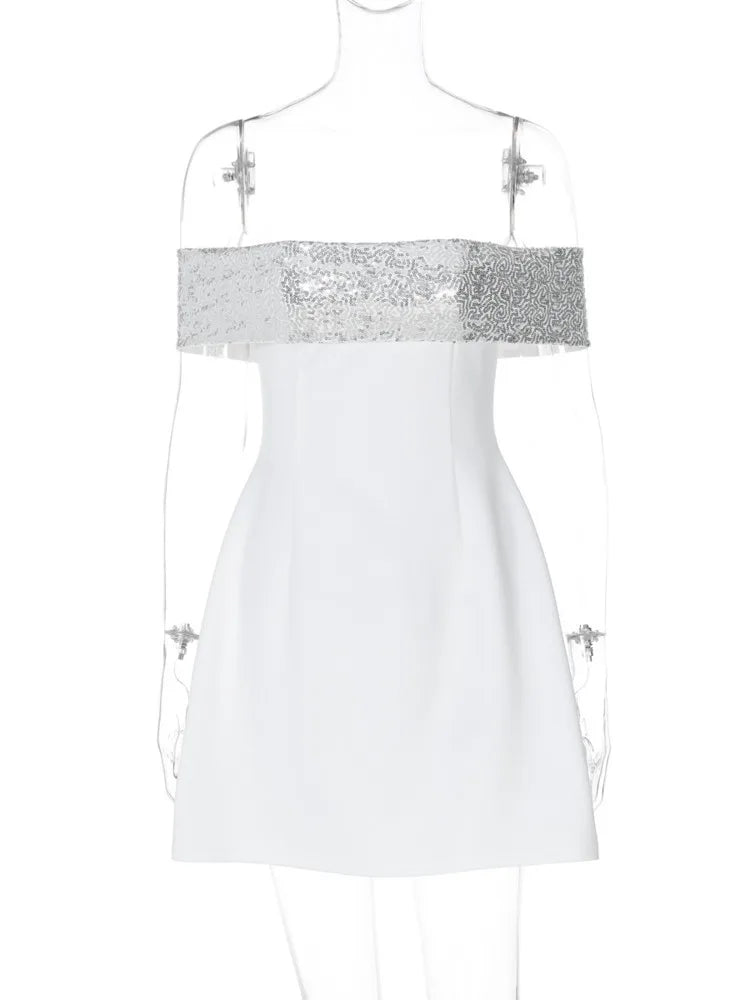 Off-shoulder Sequins Strapless Sexy Mini Dress