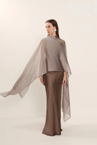 Satin Inclined Shoulder Sexy Maxi Dress