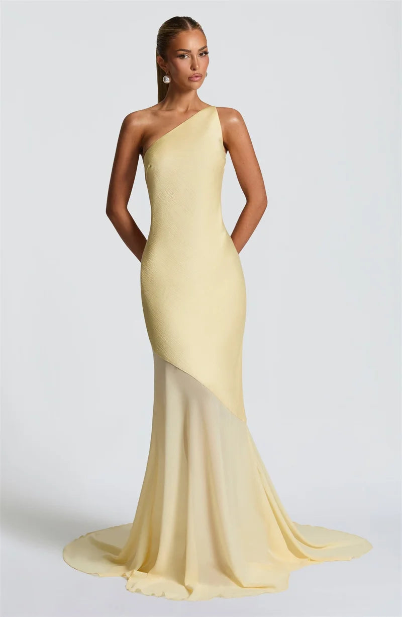 One Shoulder Backless Sexy Maxi Dress