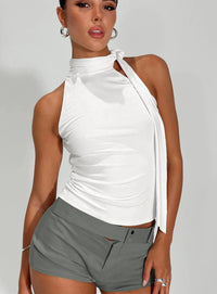 Sleeveless High Neck Tie Top