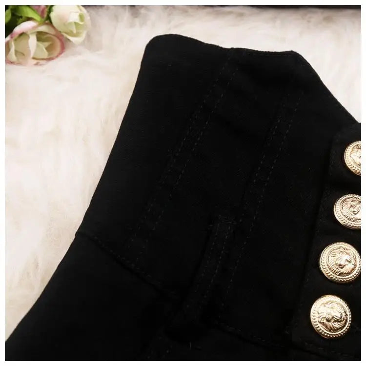 High Waist Single Breasted Tunic Solid Color Shorts