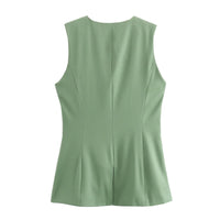 White Sleeveless Button Tailored Vest