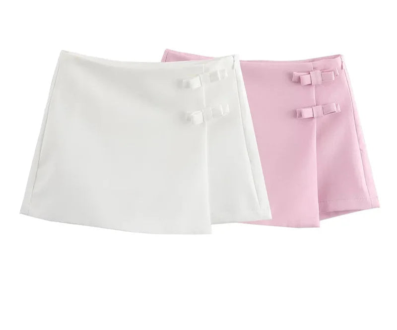 Asymmetric High Waist Mini Skort