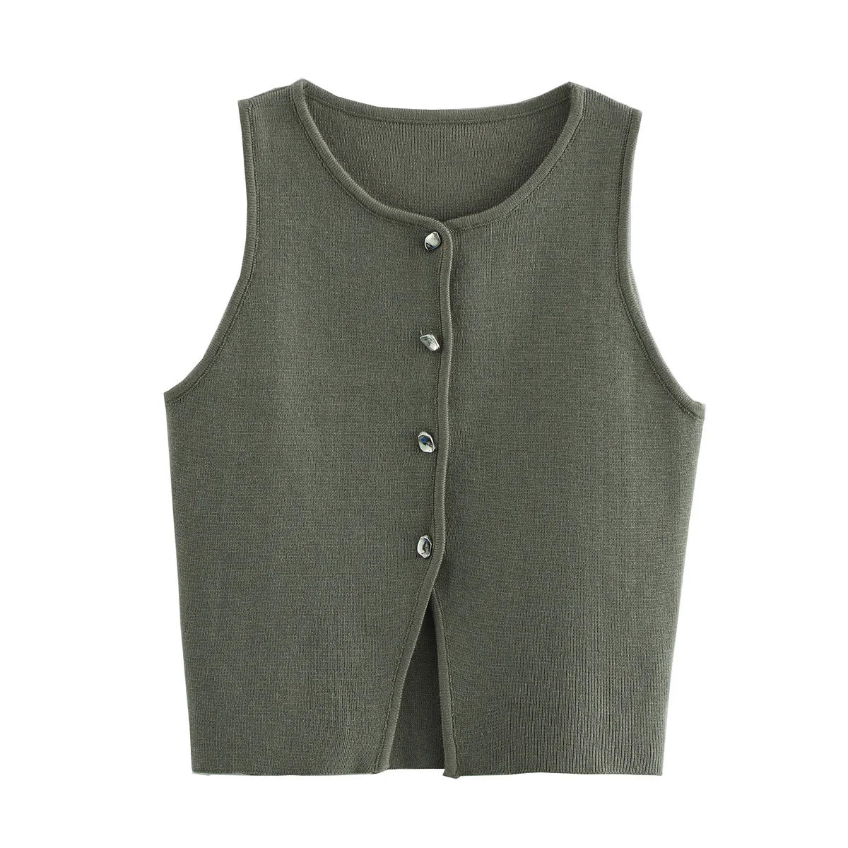 Cropped Sleeveless Knit Vest