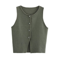 Cropped Sleeveless Knit Vest