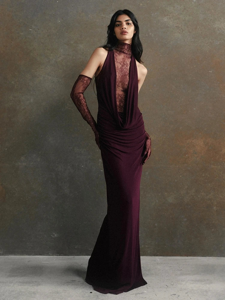 Midnight Merlot Lace Gown