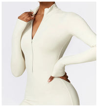 Long Sleeved One-piece Zipper Jumpsuit