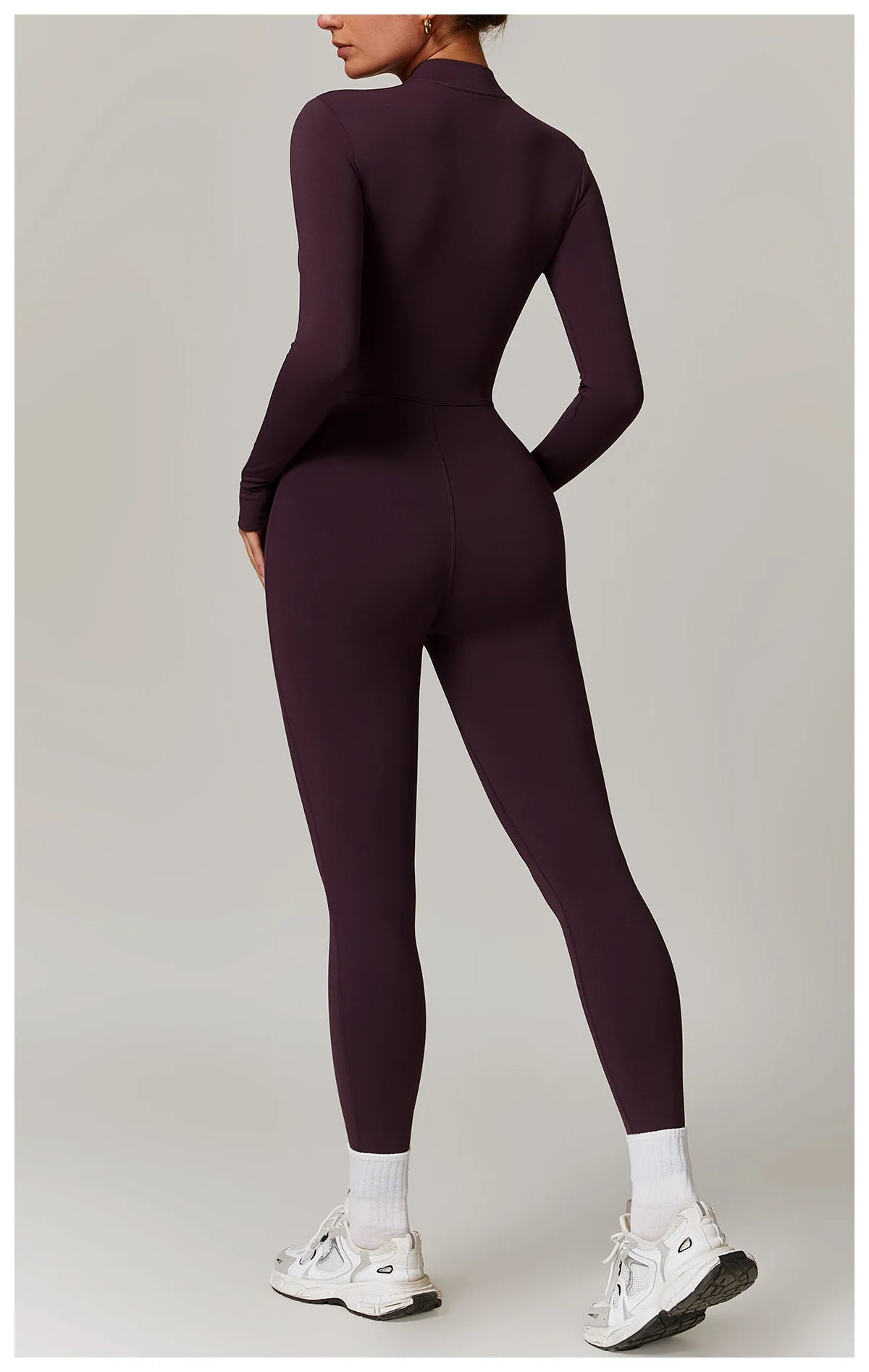 Long Sleeved One-piece Zipper Jumpsuit