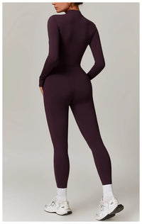 Long Sleeved One-piece Zipper Jumpsuit