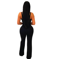 V-Neck Wide Leg  Sleeveless  Patchwork Jumpsuit