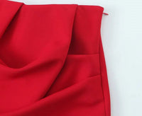 Red High Waist Pleated Mini Skirt