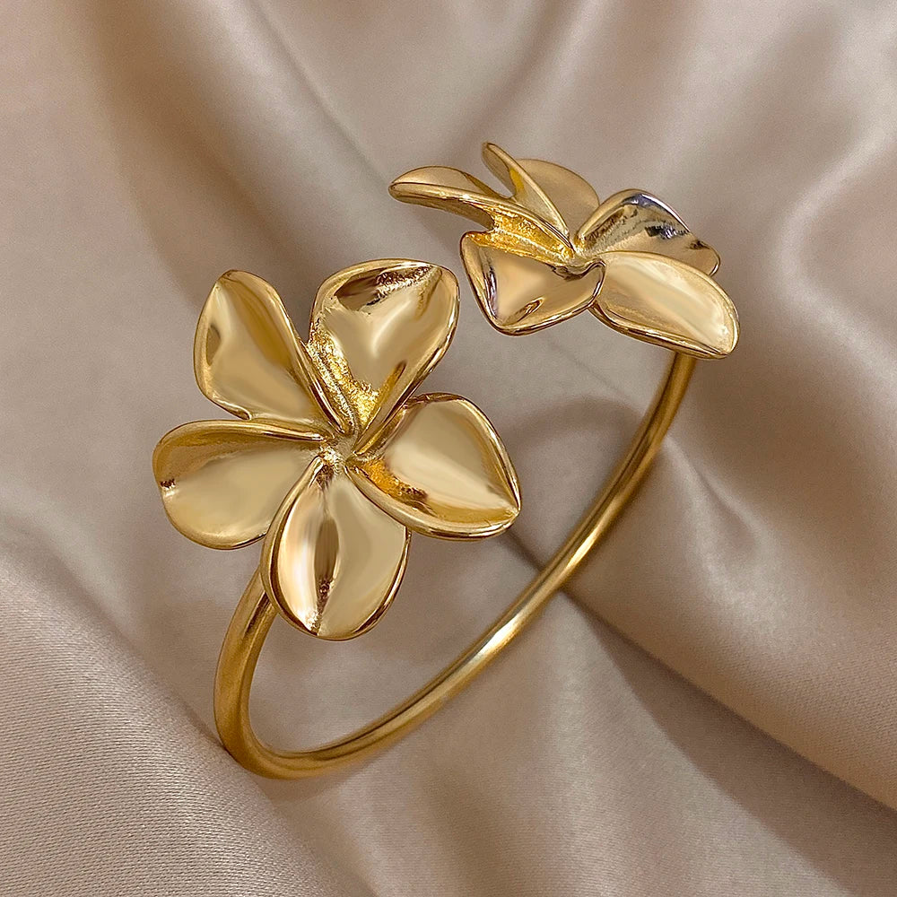 Double Flower Cuff Bracelet