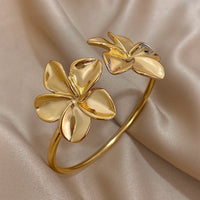 Double Flower Cuff Bracelet