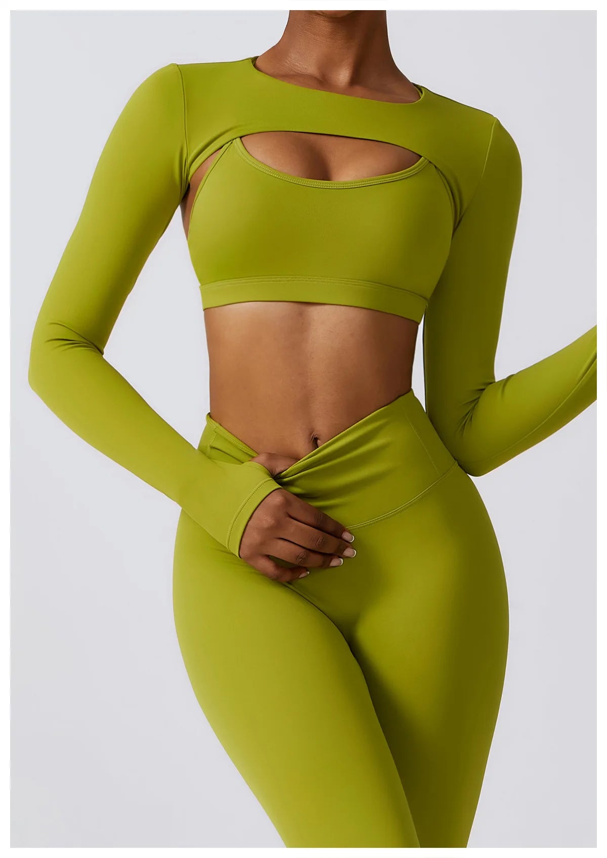 Crop Top Long Sleeve Leggings Set