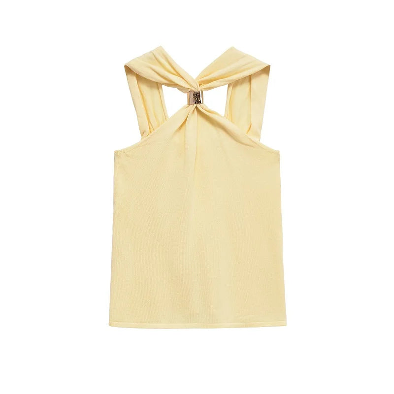 Halter Gold Ring Sleeveless Top