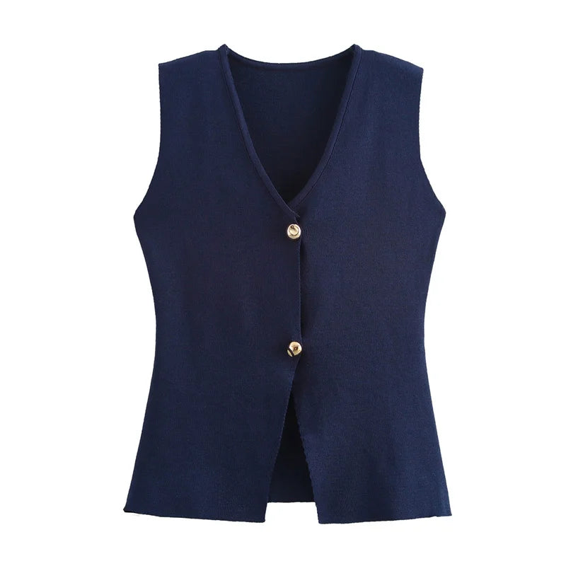 Cropped Sleeveless Knit Vest Top
