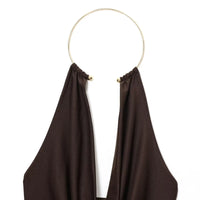 Gold Cuff Collar Sleeveless Bodysuits