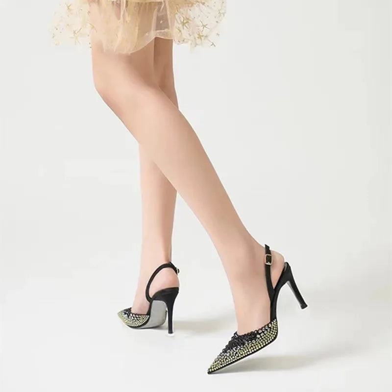 Luxury Rhinestones Gradient Slingbacks