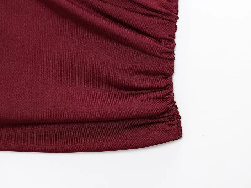 Sexy Ruched Backless  Halter Crop Top